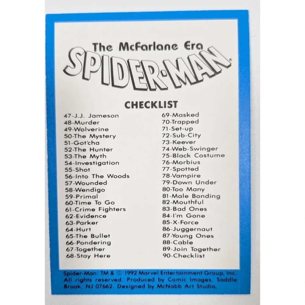 1992 Marvel Spider-Man The McFarlane Era Complete Base Set 90 Cards